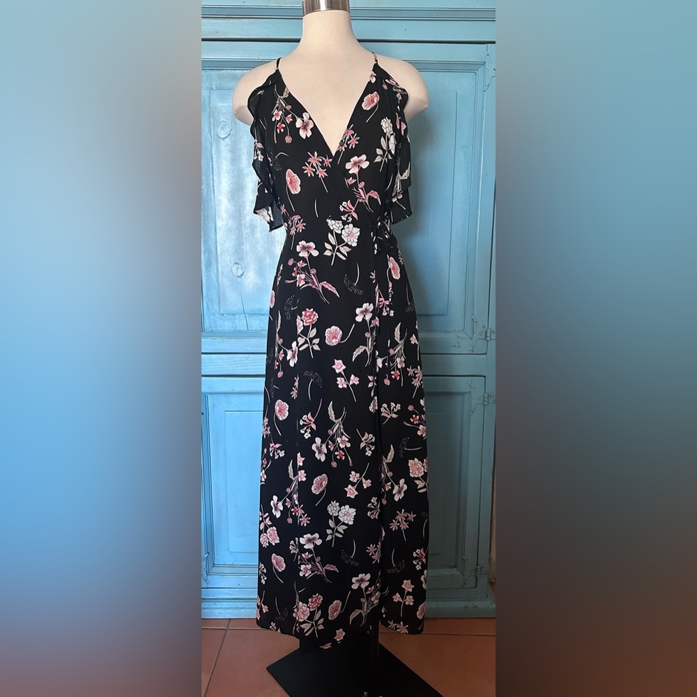 Lush Maxi Floral Black Dress